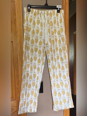 J. Crew Champagne White Lounge Pants with Gold Print